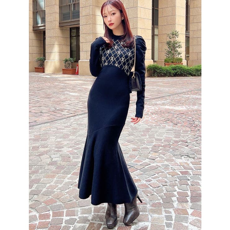 チェックジャガードマーメイドニットワンピース | RESEXXY | 詳細画像7 