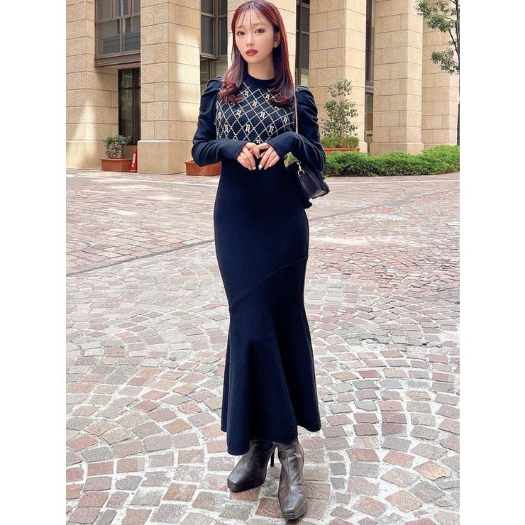 チェックジャガードマーメイドニットワンピース | RESEXXY | 詳細画像8 