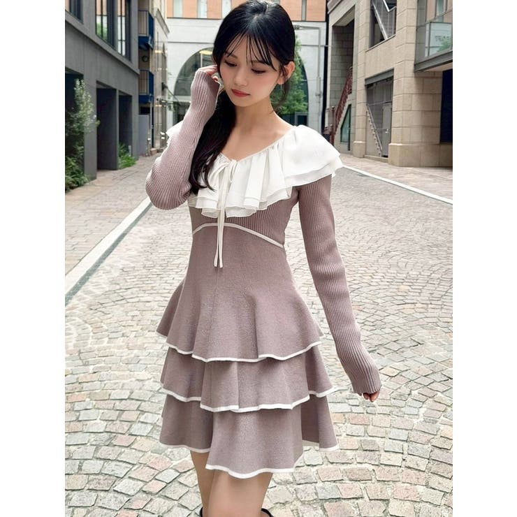 ラッフルデザインミニニットワンピース | RESEXXY | 詳細画像2 