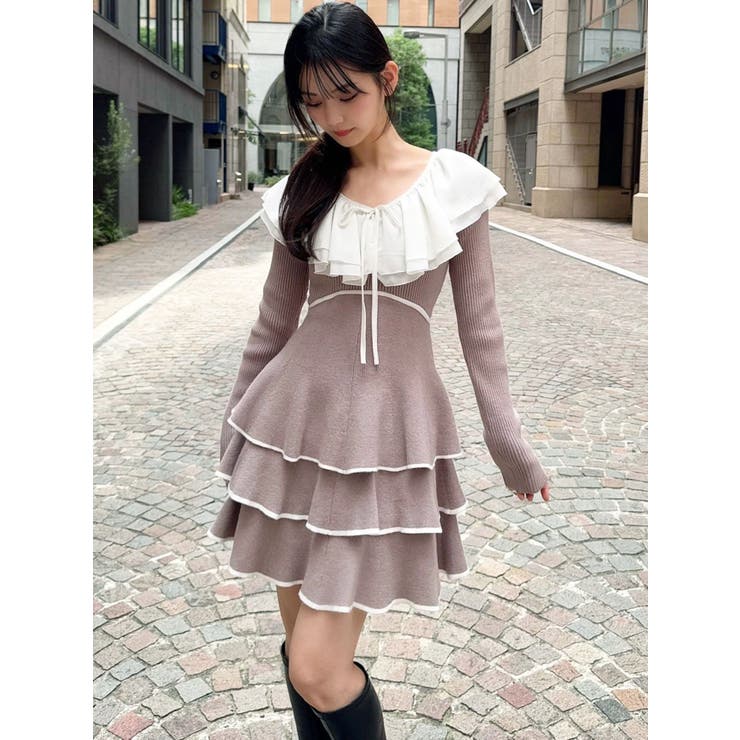 ラッフルデザインミニニットワンピース | RESEXXY | 詳細画像3 