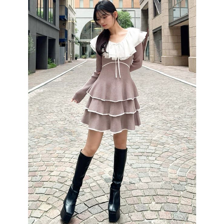 ラッフルデザインミニニットワンピース | RESEXXY | 詳細画像4 