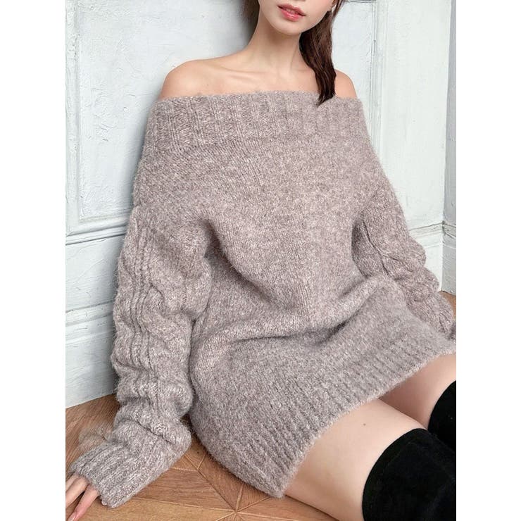 ベージュ | ケーブルスリーブニットワンピース | RESEXXY