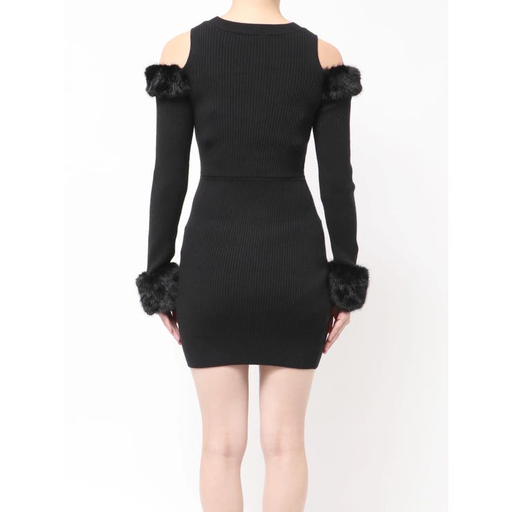 ポイントフェイクファーミニニットワンピース[品番：MKSW0067740