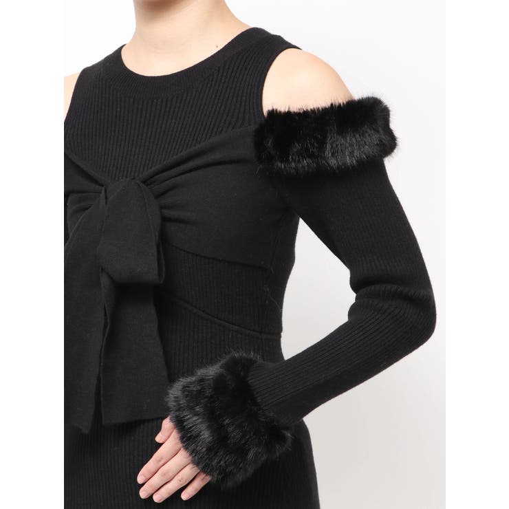 ポイントフェイクファーミニニットワンピース resexxy RESEXXY（リゼクシー） ポイントフェイクファーミニニットワンピース