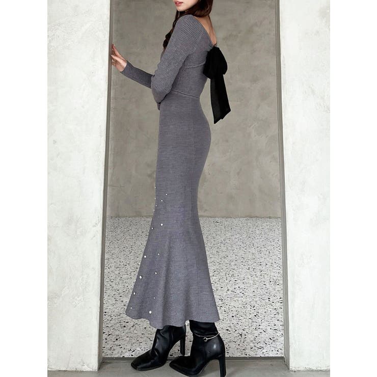 チャコールグレー | ヘムルミナスマーメイドニットワンピース | RESEXXY