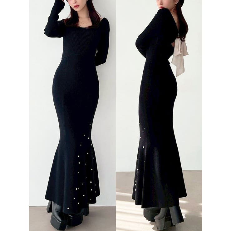 ブラック | ヘムルミナスマーメイドニットワンピース | RESEXXY