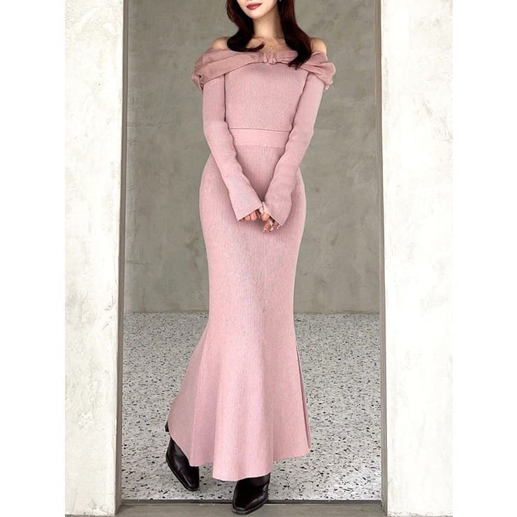 ピンク | シアーリボンドッキングマーメイドニットワンピース | RESEXXY