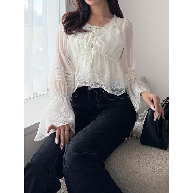 ホワイト | エンブロイダリーレースブラウス | RESEXXY