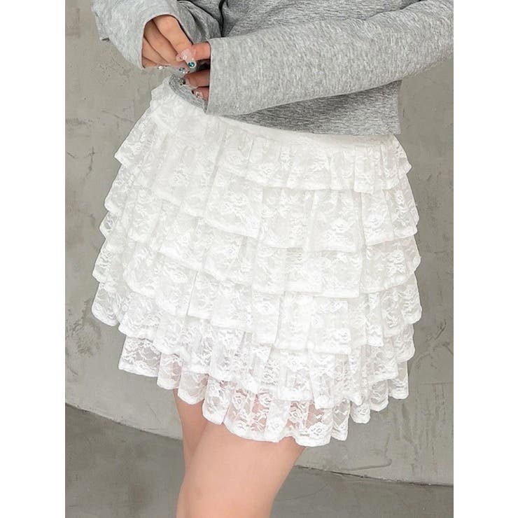 ホワイト | レースフリルミニスカート | RESEXXY