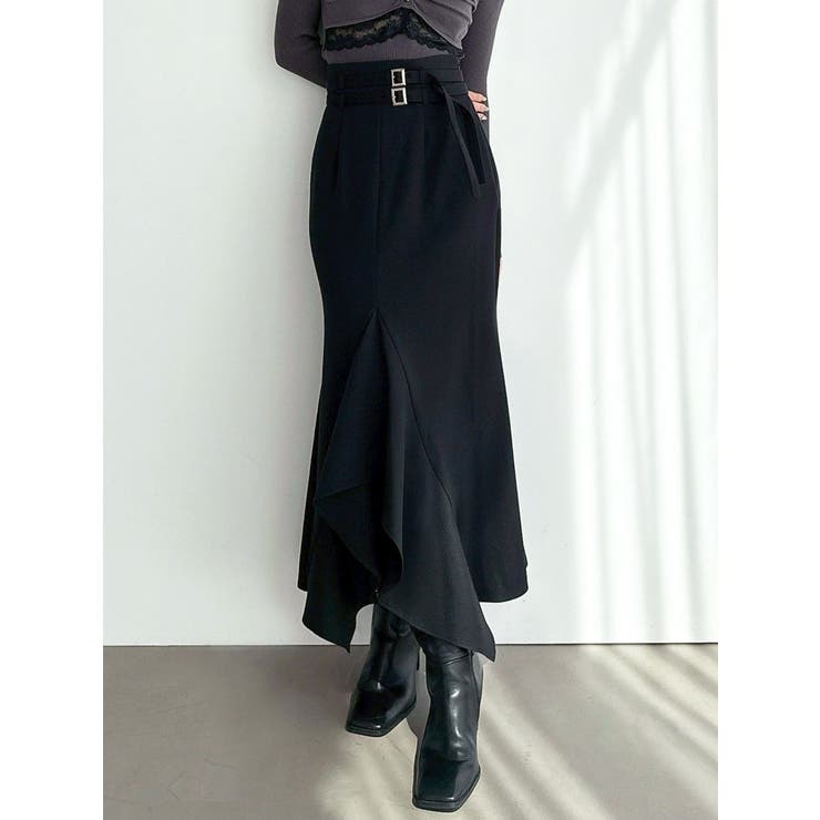 ブラック | ダブルベルトラッフルスカート | RESEXXY