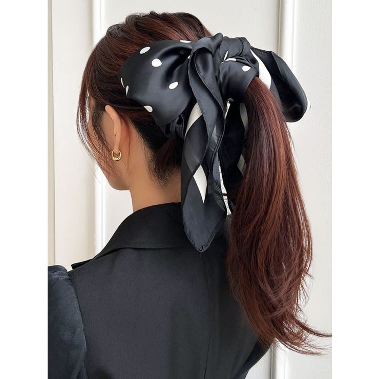 ブラック | 大判ドットスカーフ | RESEXXY