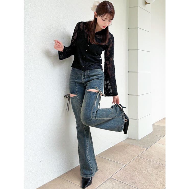 カットアウトリボンデニムパンツ【完売カラーは品番：1526324356で販売中】 | RESEXXY | 詳細画像43 