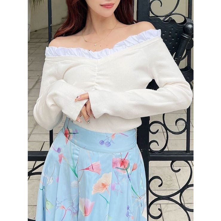 アイボリー | ホイップフリルVネックニット | RESEXXY