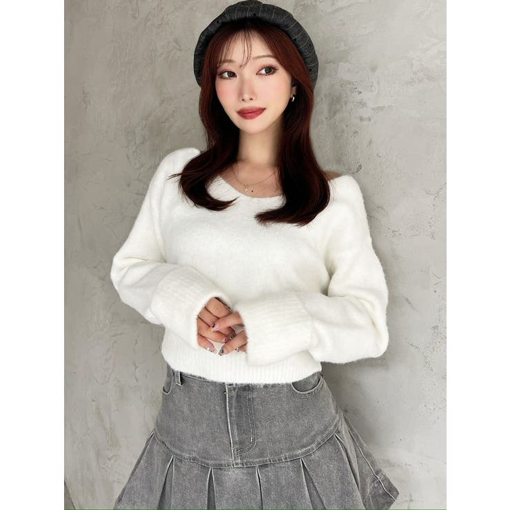 Vネッククロップドニットプルオーバー | RESEXXY | 詳細画像11 