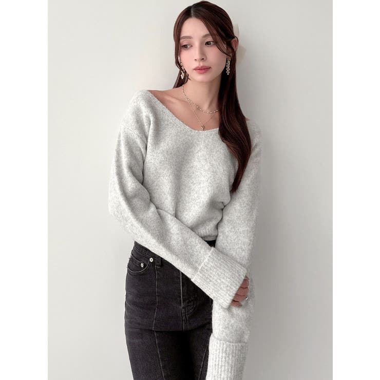 Vネッククロップドニットプルオーバー | RESEXXY | 詳細画像13 