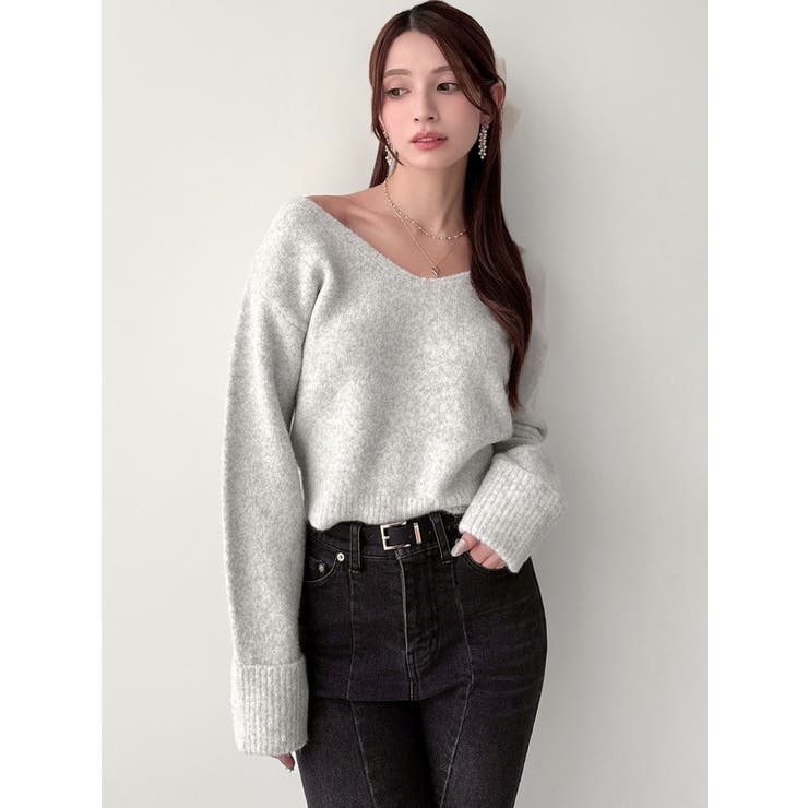 Vネッククロップドニットプルオーバー | RESEXXY | 詳細画像14 