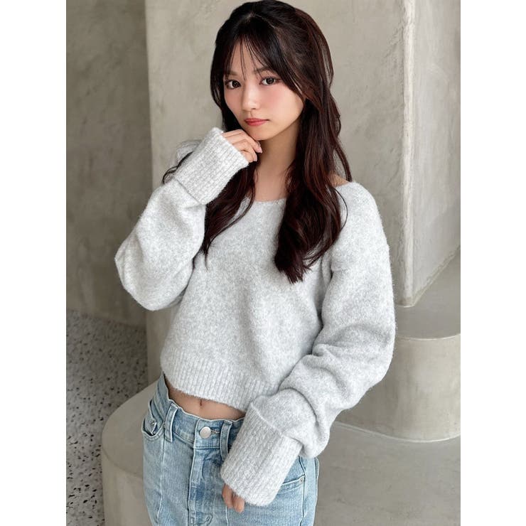 Vネッククロップドニットプルオーバー | RESEXXY | 詳細画像2 