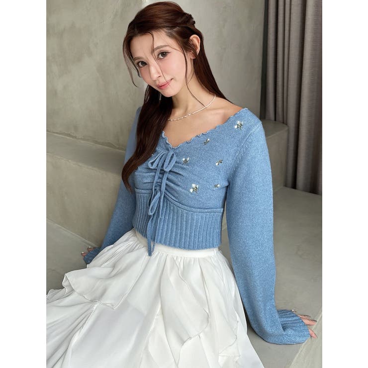 フラワーエンブロイダリーニットトップス | RESEXXY | 詳細画像14 