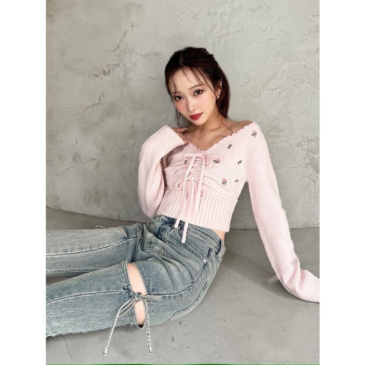 フラワーエンブロイダリーニットトップス | RESEXXY | 詳細画像2 