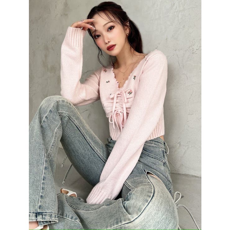 フラワーエンブロイダリーニットトップス | RESEXXY | 詳細画像4 