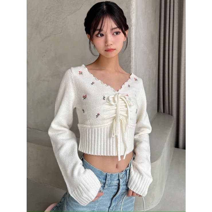 フラワーエンブロイダリーニットトップス | RESEXXY | 詳細画像7 