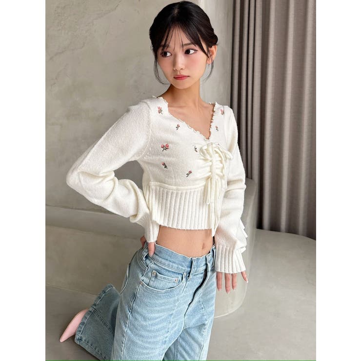 フラワーエンブロイダリーニットトップス | RESEXXY | 詳細画像8 