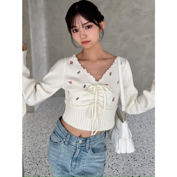 フラワーエンブロイダリーニットトップス | RESEXXY | 詳細画像9 