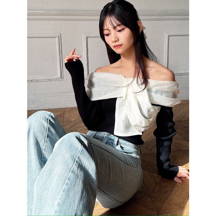 フロントリボンリブニットトップス | RESEXXY | 詳細画像2 