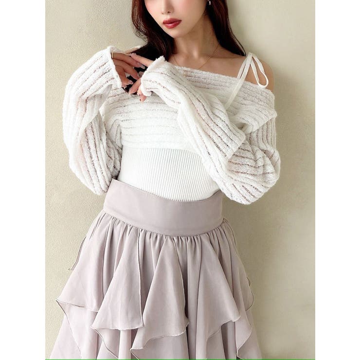 ホワイト | レイヤードニットトップス | RESEXXY