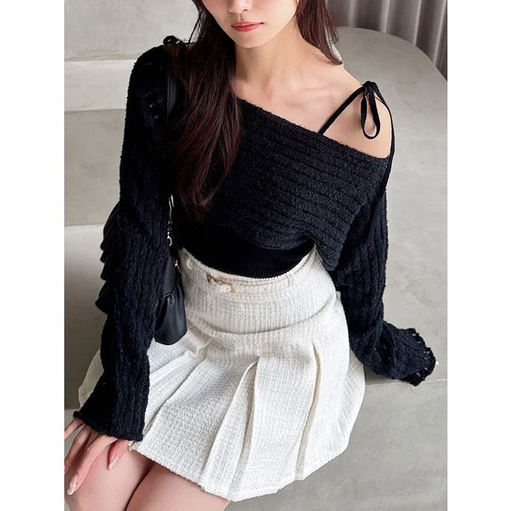 ブラック | レイヤードニットトップス | RESEXXY