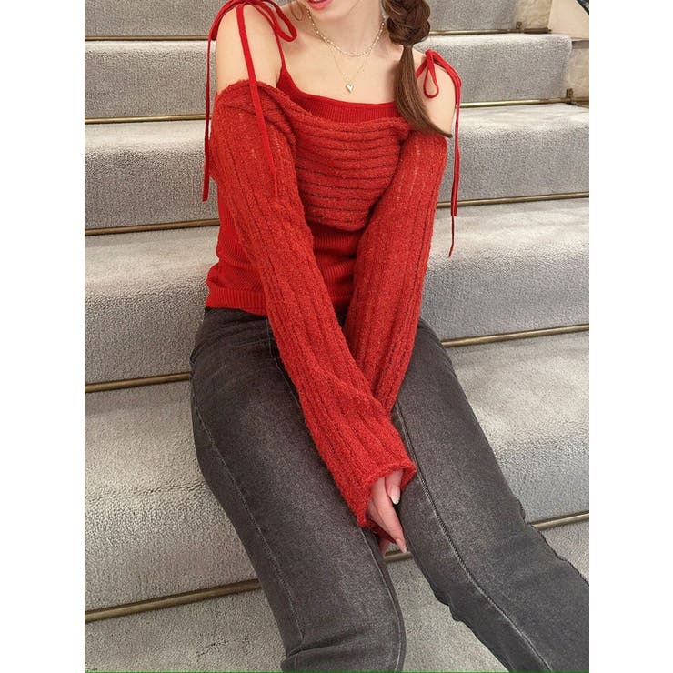 レッド | レイヤードニットトップス | RESEXXY