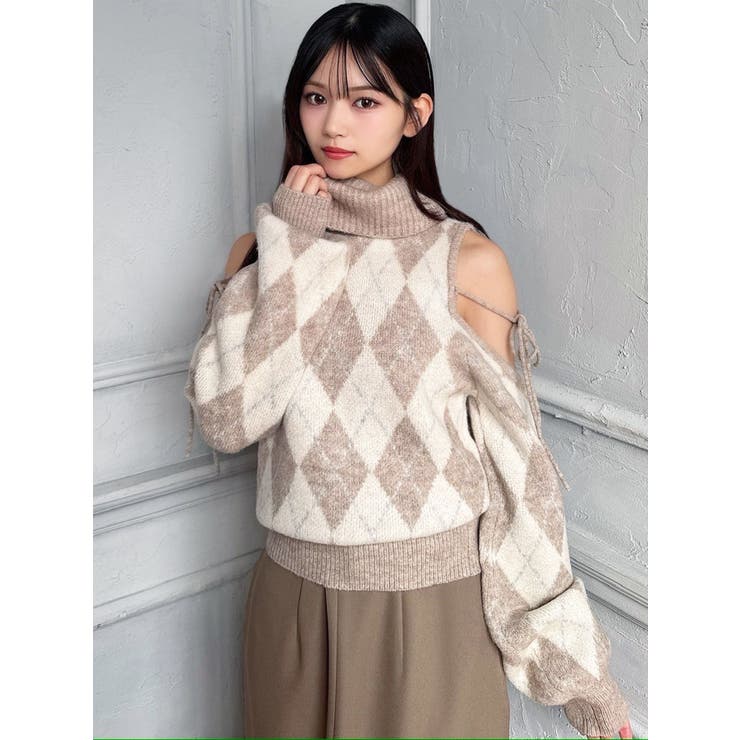 アーガイルタートルニットトップス | RESEXXY | 詳細画像10 