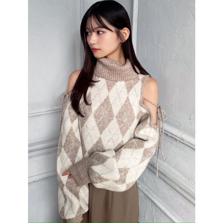 アーガイルタートルニットトップス | RESEXXY | 詳細画像12 