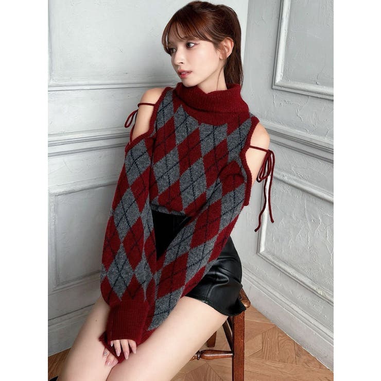 アーガイルタートルニットトップス | RESEXXY | 詳細画像6 