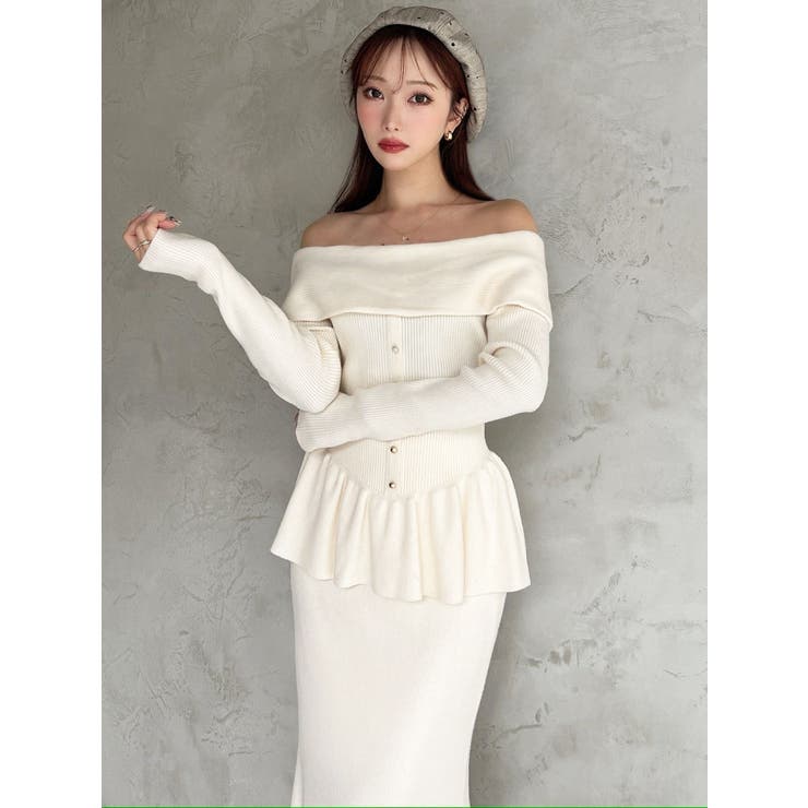 オフショルペプラムニットトップス【セットアップ着用可能】 | RESEXXY | 詳細画像2 