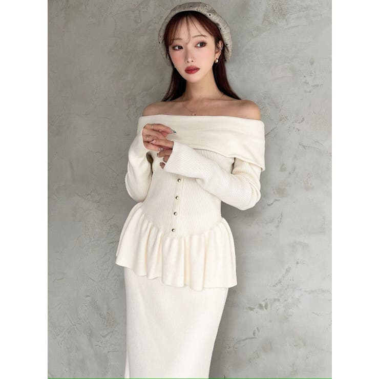 オフショルペプラムニットトップス【セットアップ着用可能】 | RESEXXY | 詳細画像3 