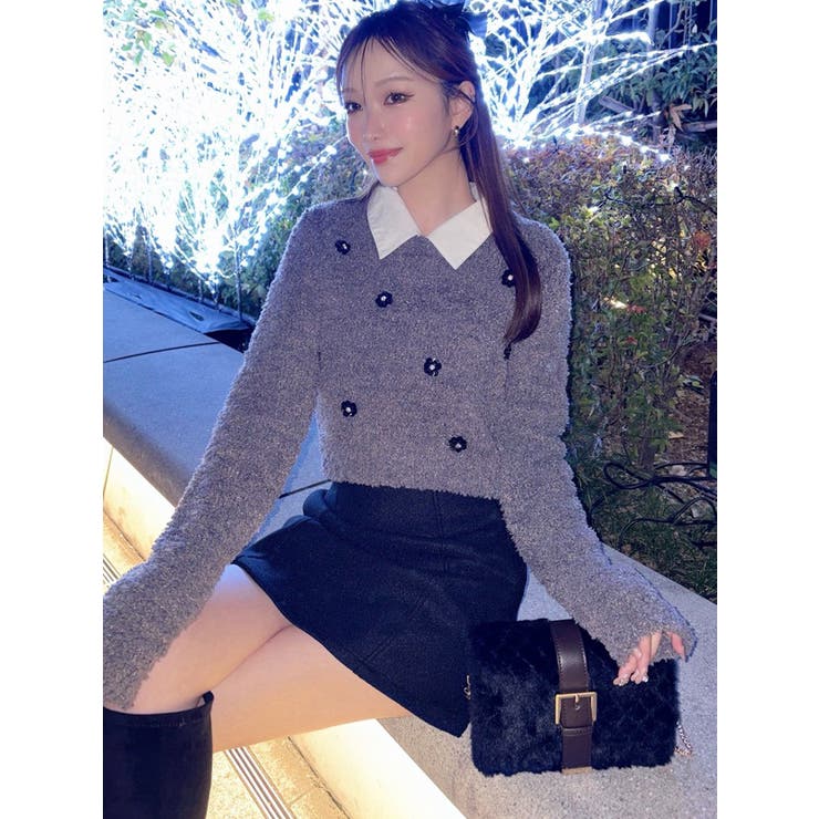 チャコールグレー | シャツドッキングニットトップス | RESEXXY