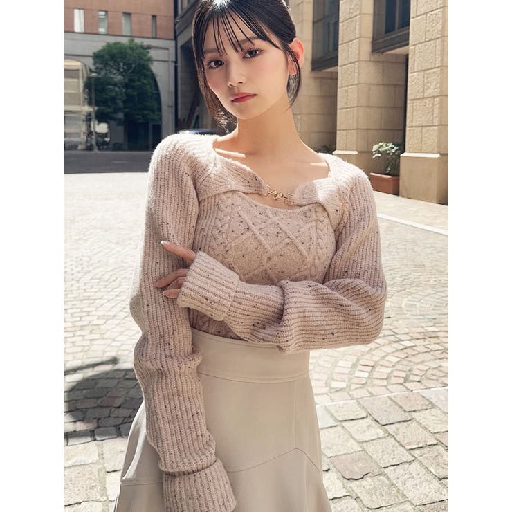 ピンク | ケーブルニットレイヤードトップス | RESEXXY