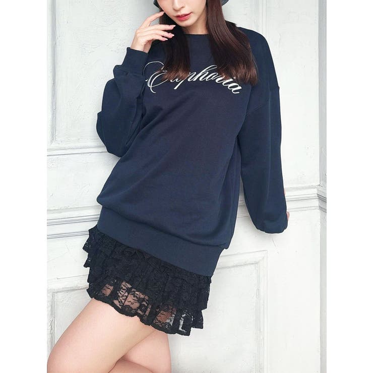 ネイビー | エンブロイダリーロゴスウェットトップス | RESEXXY