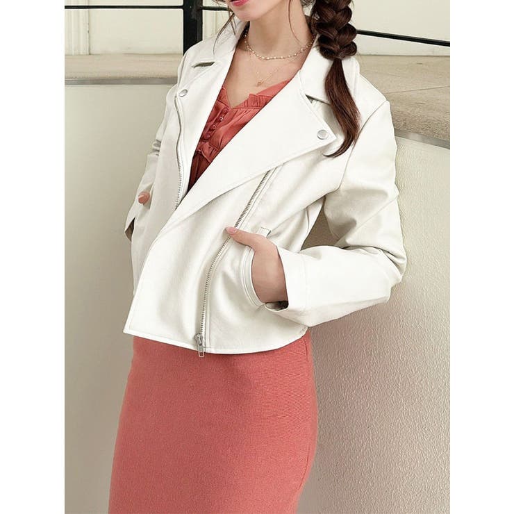 アイボリー | フェイクレザーライダースジャケット | RESEXXY