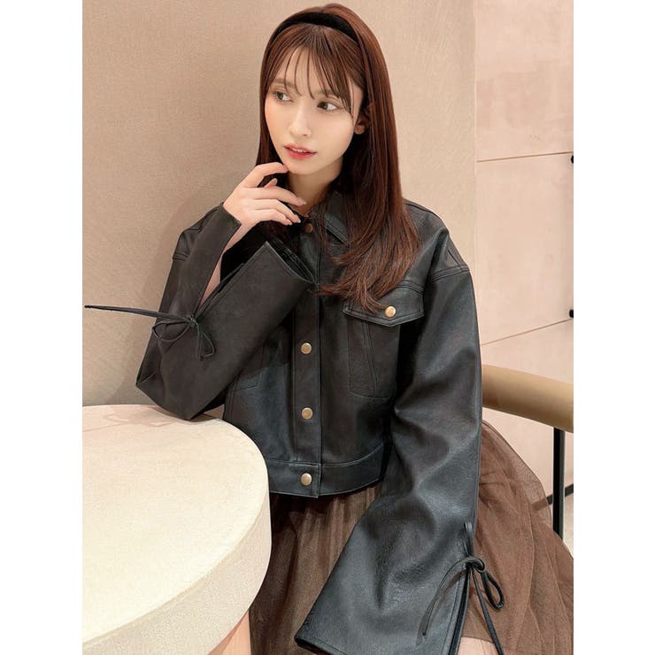 リボンスリーブショートブルゾン | RESEXXY | 詳細画像3 