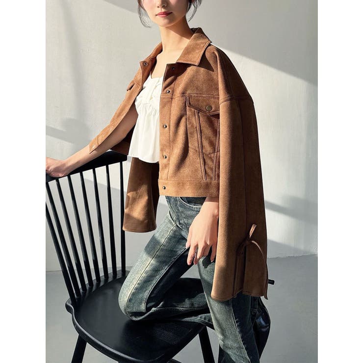 ブラウン | リボンスリーブショートブルゾン | RESEXXY