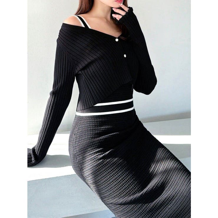 ブラック | オープンワークコンビニットワンピース | RESEXXY