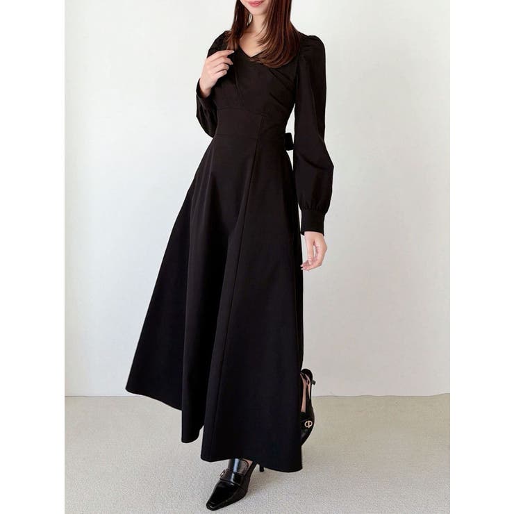 ブラック | カシュクールバックオープンワンピース | RESEXXY