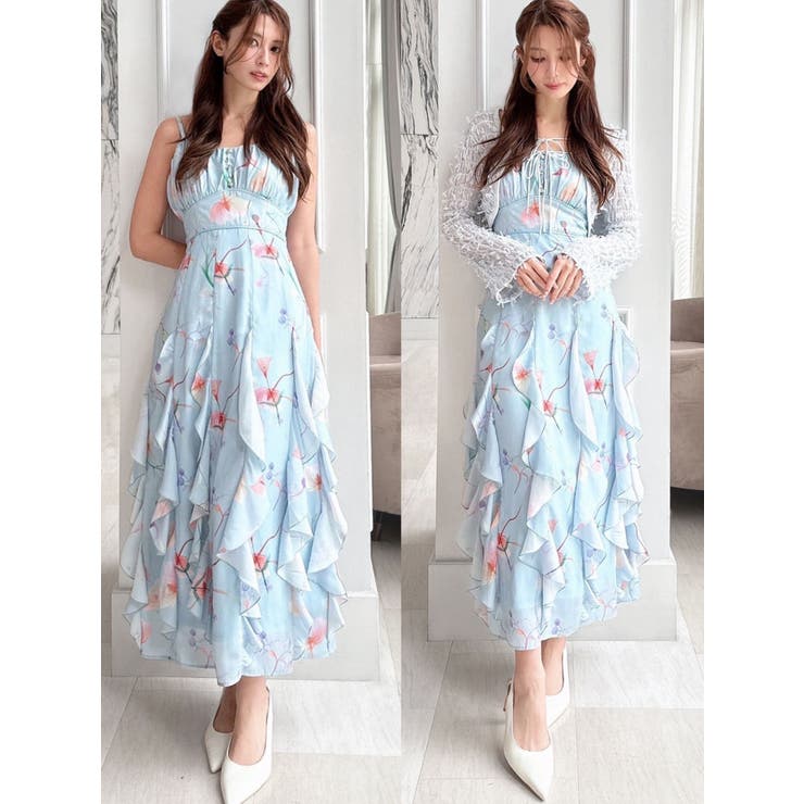 ブルー | 【memorif.】フラワーラッフルアンサンブルキャミワンピース | RESEXXY