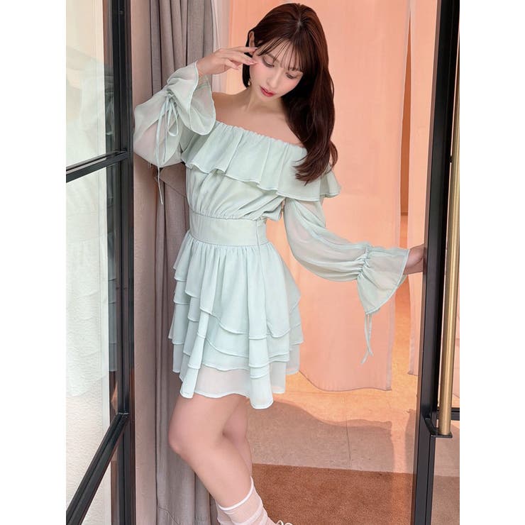 オフショルシフォンミニワンピース | RESEXXY | 詳細画像12 