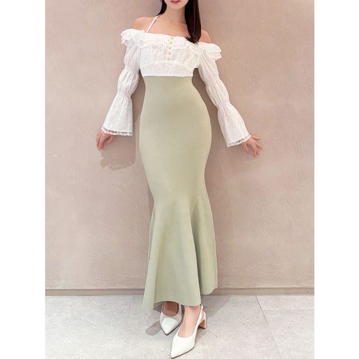 ミントグリーン | レースドッキングマーメイドニットワンピース | RESEXXY