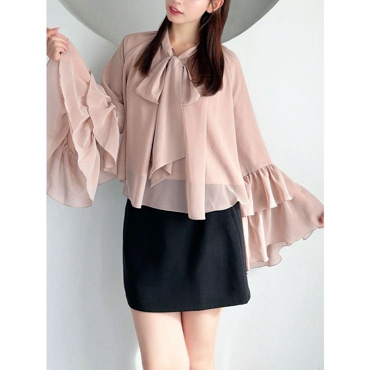 ピンク | ワイドスリーブラッフルボリュームブラウス | RESEXXY