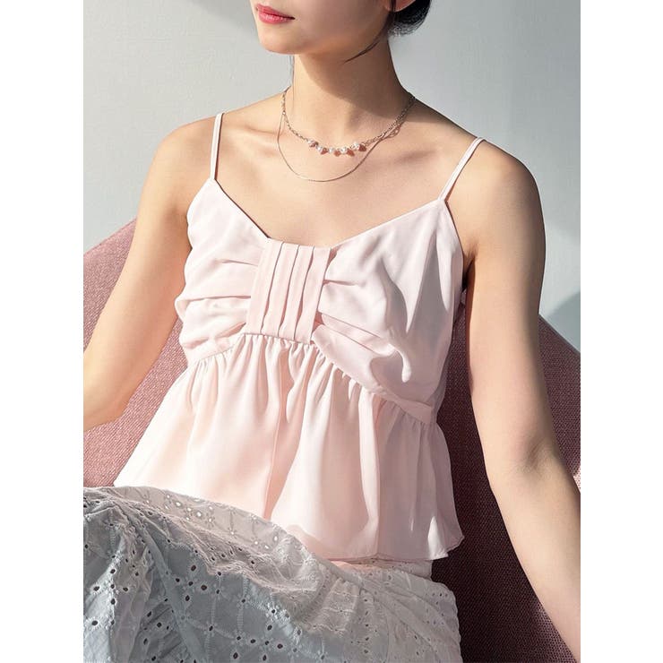 ピンク | リボンペプラムキャミ 【セットアップ着用可能】 | RESEXXY