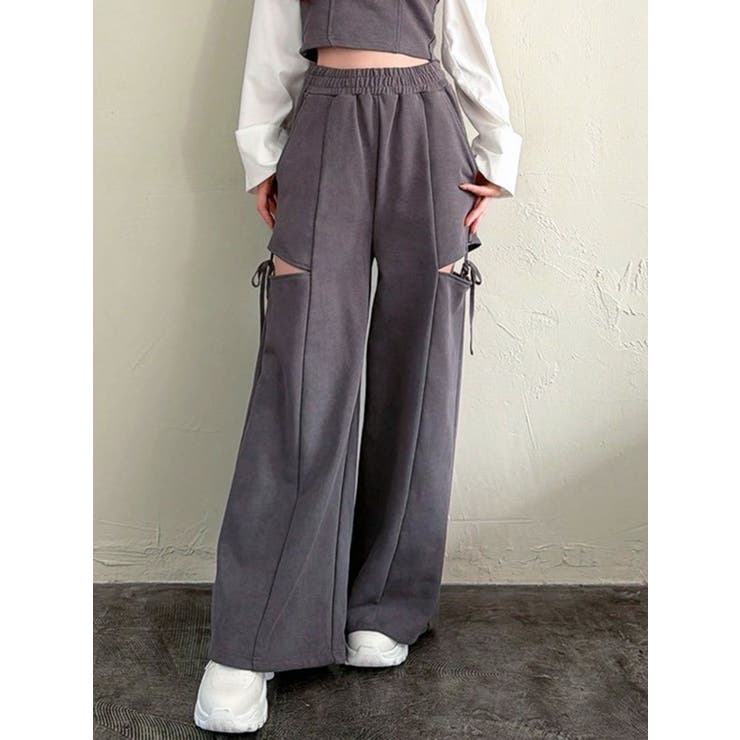 チャコールグレー | サイドリボンスウェットパンツ【セットアップ着用可能】 | RESEXXY